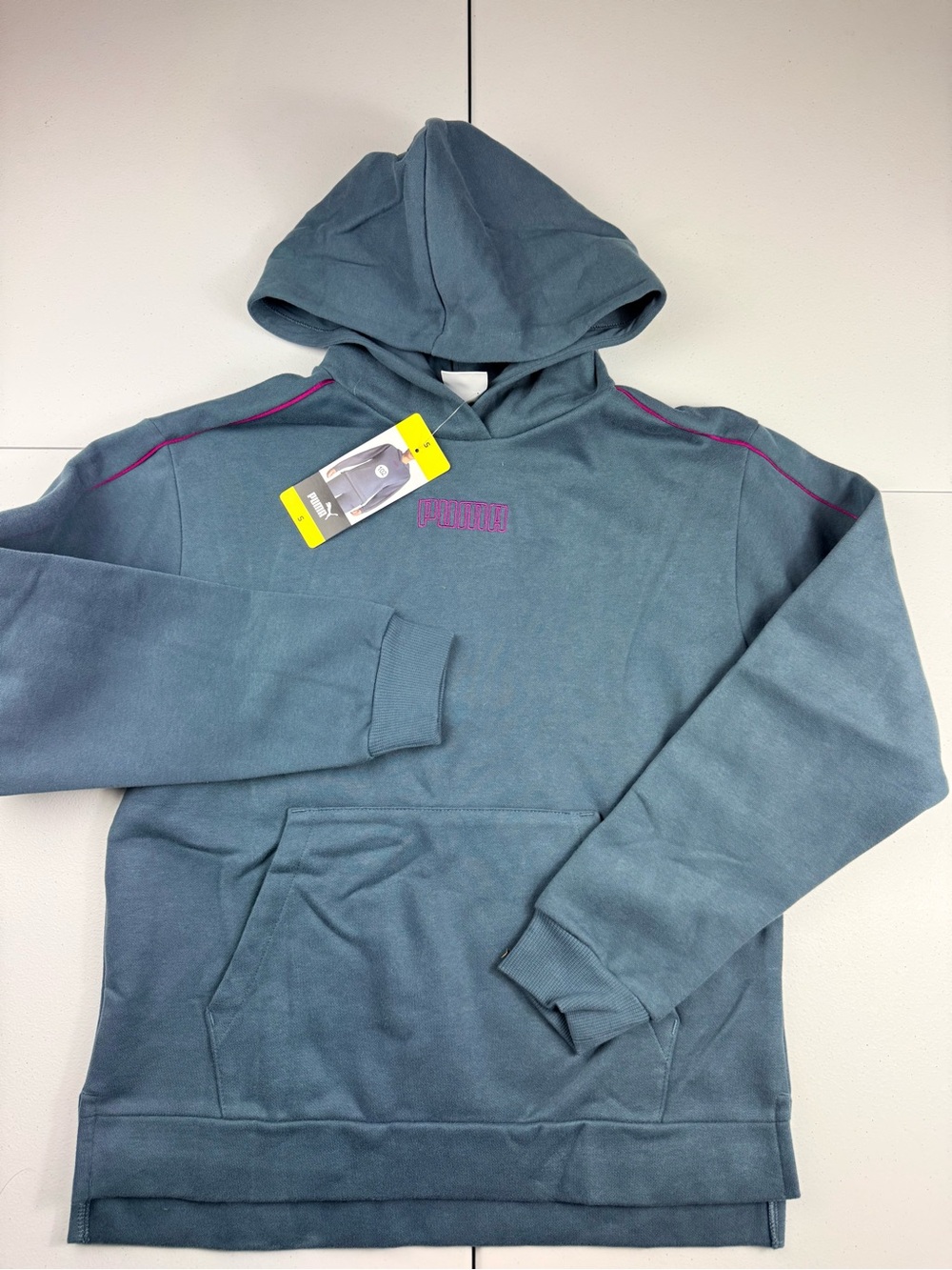 Puma women’s Teal Hooded Sweatshirt with Pink Accents